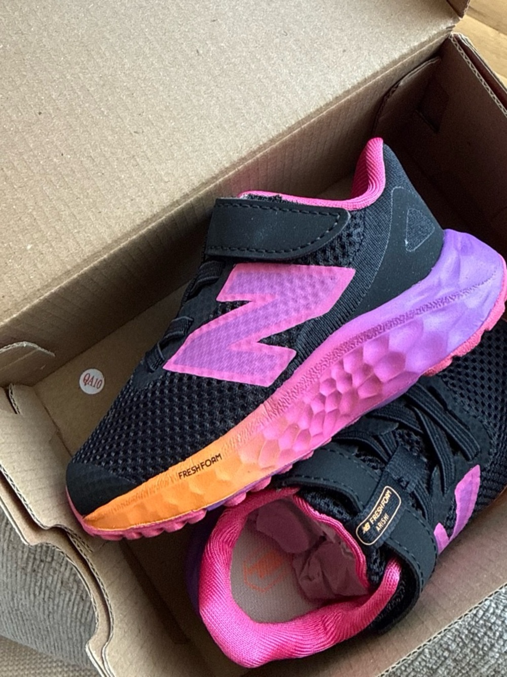 New Balance Kids Black, Pink & Orange Gradient Athletic Sneakers
